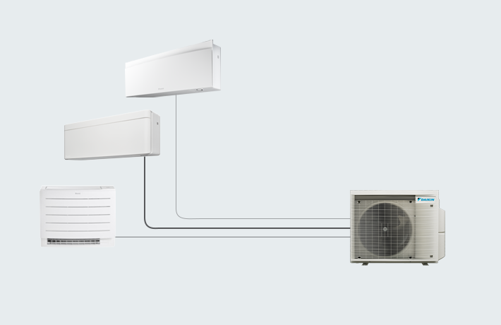 Απεικόνιση πέντε συνδεδεμένων μονάδων Daikin